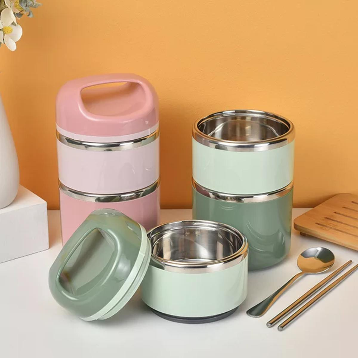 Tedemei Stainless Steel 2 Layer Lunch Box